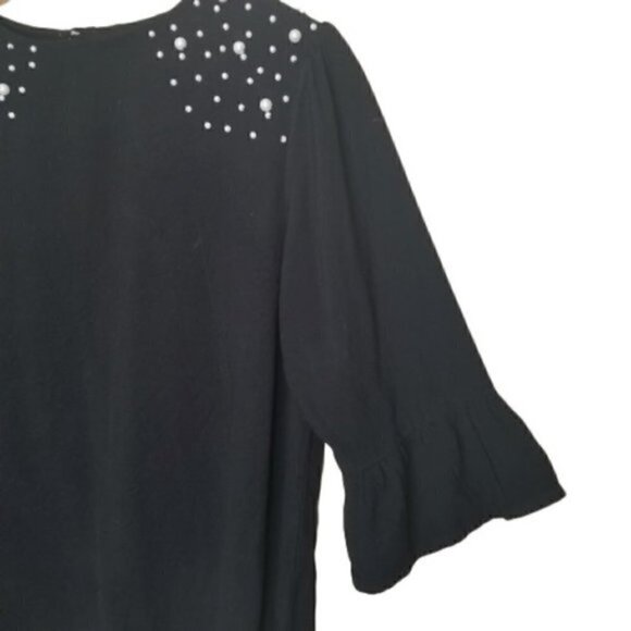 4/$25 D & Kade Black Pearl Studded Ruffle Top - Picture 1 of 8